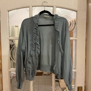 Women's Ruffled Cardigan - Blue